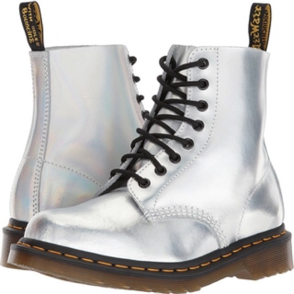 Dr Marten Pascal Ankle Combat Boot Metallic Silver - Picture 2 of 8